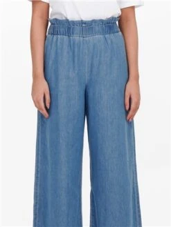 Only Blue / Medium Blue Denim Bea Wide Fitted Trousers -Style Nest Store 28499 1