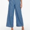 Only Blue / Medium Blue Denim Bea Wide Fitted Trousers -Style Nest Store 28499
