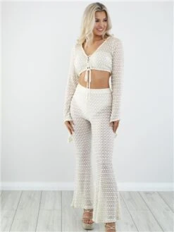 Saint Genies White Lace Crochet Trouser -Style Nest Store 28528 2