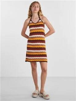 Pieces Chocolate Fondant Lana Knit Halter Dress -Style Nest Store 28557 2