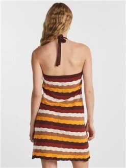 Pieces Chocolate Fondant Lana Knit Halter Dress -Style Nest Store 28557 3