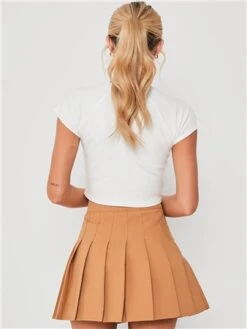 Saint Genies Beige Pleated Skort -Style Nest Store 28698 3