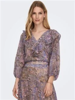 Only Dazzling Blue Phoenix 3/4 Short Frill Top