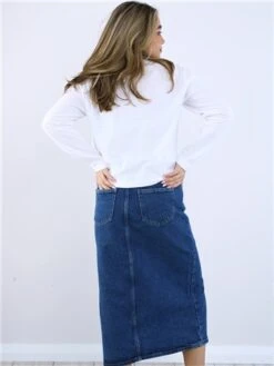 Only Blue / Medium Blue Denim Bianca Midi Denim Skirt -Style Nest Store 28739 3