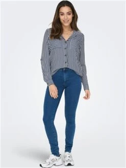 Only Blue / Peacoat Yasmin Standard Fit Shirt -Style Nest Store 28740 2