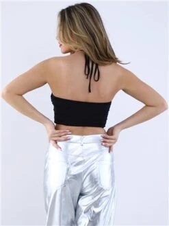 Saint Genies Black Dahlia Floral Applique Cutout Halterneck Top 9 Saint Genies Black Dahlia Floral Applique Cutout Halterneck Top -Style Nest Store 28794 3