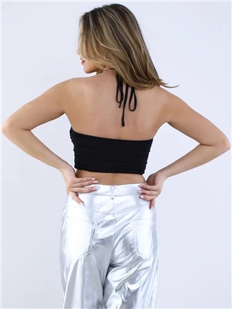 Saint Genies Black Dahlia Floral Applique Cutout Halterneck Top 6 Saint Genies Black Dahlia Floral Applique Cutout Halterneck Top - Image 4