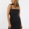 Saint Genies Black Milly Boned Detail Ruched Bodycon Mini Dress -Style Nest Store 28863