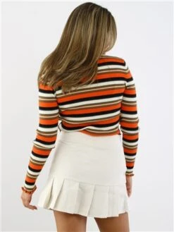 Daisy Street Beige Mini Pleat Skirt In Cord -Style Nest Store 28888 3