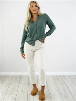 Veromoda Green / Dark Forest Bumpy Shirt 8 Veromoda Green / Dark Forest Bumpy Shirt -Style Nest Store 28928 2