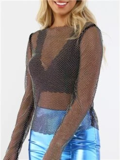 Saint Genies Black Mesh Chainmail Diamante Top -Style Nest Store 28957 1
