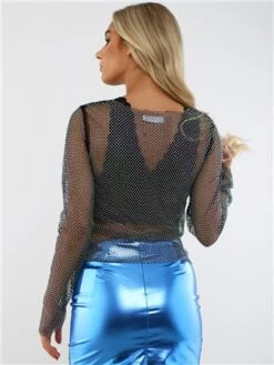 Saint Genies Black Mesh Chainmail Diamante Top -Style Nest Store 28957 3