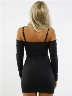 Saint Genies Black Bodycon Mini Dress With Cut Out -Style Nest Store 28959 3