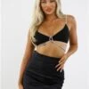 Saint Genies Black Julia Diamante Rope Trim Crop Top -Style Nest Store 28963