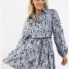 Saint Genies Grey Animal Print Shirt Dress -Style Nest Store 28967