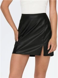 Only Black / Black Leni Mini Skirt With Slit -Style Nest Store 29031 1
