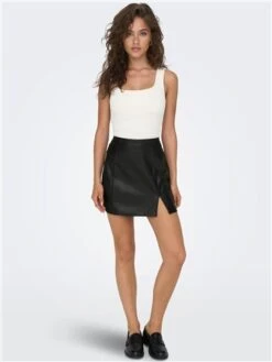 Only Black / Black Leni Mini Skirt With Slit -Style Nest Store 29031 2