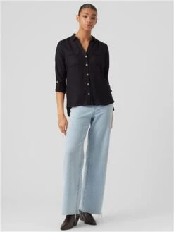 Veromoda Black Bumpy Shirt -Style Nest Store 29079 2