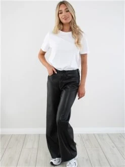 Only Black / Black Madison Life Hw Wide Faux Leather Pant -Style Nest Store 29175 2