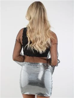 Glamorous Silver Disco Sequin Mini Skirt -Style Nest Store 29194 3