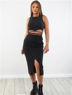 Saint Genies Black Tie Rib Sleeveless Top -Style Nest Store 29200 2