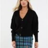 Saint Genies Green / Blue Tartan Print Split Mini Skirt -Style Nest Store 29209