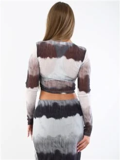 Noisy May High Rise / Grey Marbel L/S Top String Detail Top -Style Nest Store 29243 3