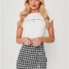 Saint Genies Black / White Houndstooth Tweed Skirt -Style Nest Store 29255