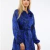 Ax Paris Blue Leopard Shirt Dress -Style Nest Store 29392