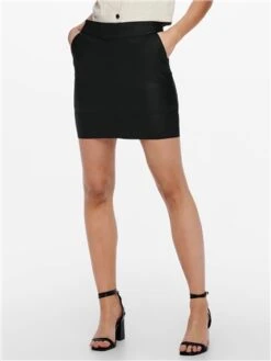 Only Black Faux Leather Base Skirt -Style Nest Store 29402 2