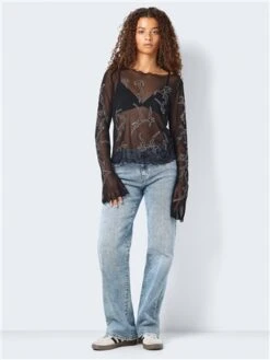 Noisy May Black Violet Bell Sleeve Top -Style Nest Store 29431 2