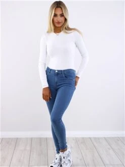 Only Blue / Medium Blue Denim Rain Reg Skinny Fit Jeans -Style Nest Store 29439 2