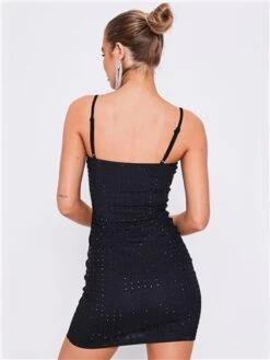 Saint Genies Black Adelaide Strappy Diamante Mini Bodycon Dress -Style Nest Store 29443 3