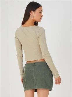 Brave Soul Green Cord Cargo Mini Skirt -Style Nest Store 29445 3