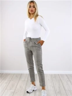 Only Black / Dark Grey Poptrash Checked Trousers -Style Nest Store 29467 2