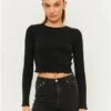 Tally Weijl Black Cropped Basic T-Shirt -Style Nest Store 29486