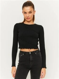 Tally Weijl Black Cropped Basic T-Shirt