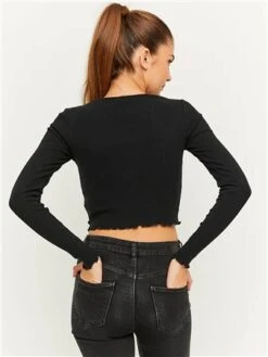 Tally Weijl Black Cropped Basic T-Shirt -Style Nest Store 29486 3