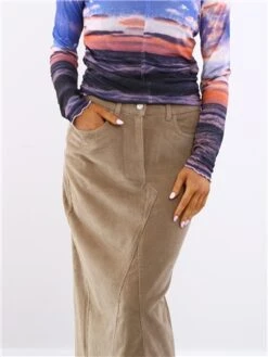 Only Brown / Weathered Teak Flora Mw Long Cord Skirt -Style Nest Store 29490 1