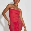 Saint Genies Red Gemstone Bandeau Mini Dress -Style Nest Store 29513