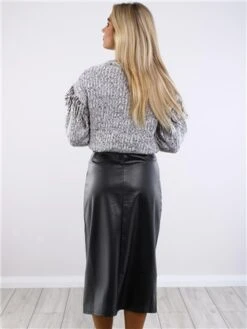Pieces Black Lea Faux Leather Skirt -Style Nest Store 29536 3
