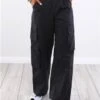 Saint Genies Black Cargo Trousers -Style Nest Store 29547