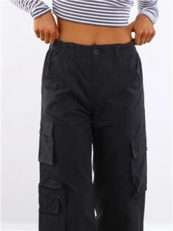 Saint Genies Black Cargo Trousers -Style Nest Store 29547 3