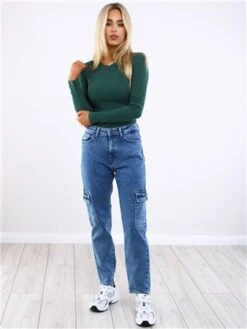 Pieces Trekking Green Ruka Ribbed Top -Style Nest Store 29550 2