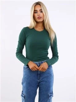 Pieces Trekking Green Ruka Ribbed Top