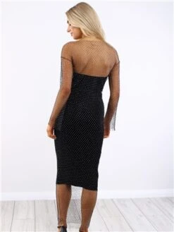 Saint Genies Black Mesh Dimante Dress -Style Nest Store 29551 3