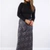 Brave Soul Grey / Black Tiger Print Satin Long Skirt 2 Brave Soul Grey / Black Tiger Print Satin Long Skirt -Style Nest Store 29560