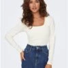 Only White / Cloud Dancer Lea 2-Way Square Neck Rib Top -Style Nest Store 29614