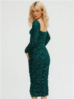The Frolic Emerald Monroe Mesh Midi Dress -Style Nest Store 29618 3