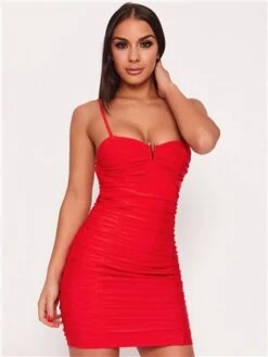 Saint Genies Red Sienna Bodycon Mini Dress